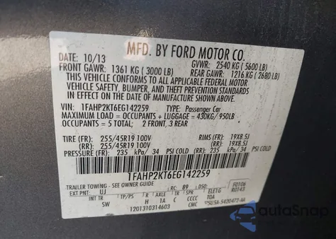 2014 Ford Taurus Sho z USA, uszkodzony, nr VIN 1FAHP2KT6EG142259